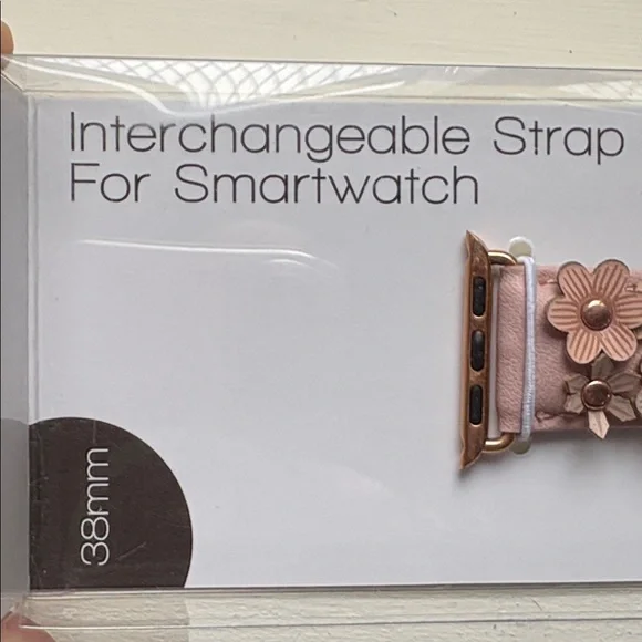 Floral Appliqué Pink Watch Strap - fits Apple Watch 38mm Series 1, 2, 3 - Picture 8 of 13